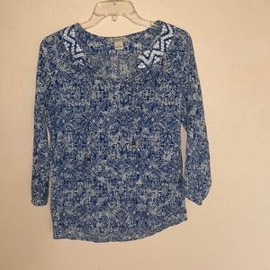 Lucky Brand semi sheer Boho blouse